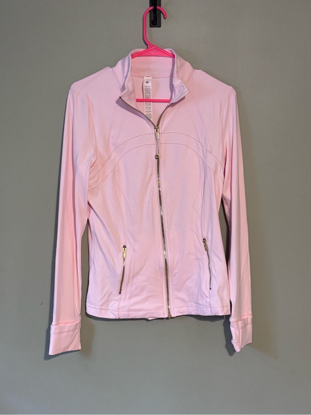 lululemon Define Nulu beautiful Pink Pearl w/ gold Zip-Up Jacket Size 10